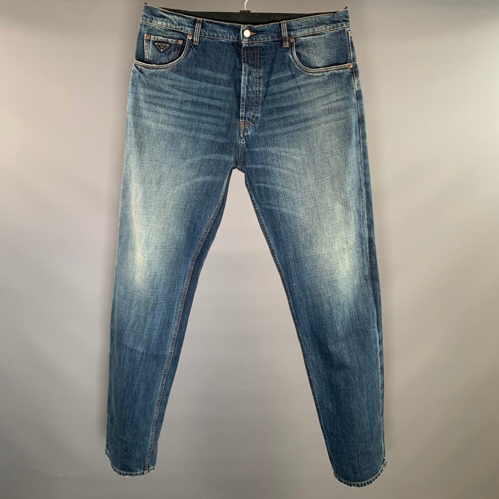 PRADA Size 36 Blue Indigo Wash Denim Button Fly Jeans